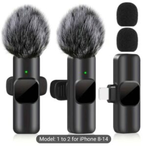 Wireless Clipon Lavalier Microphone 2 to 1