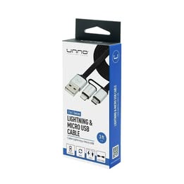 2-in-1 USB 2.0 to Lightning or Micro USB Cable 3ft